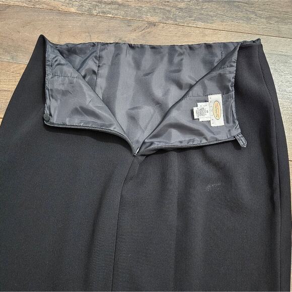 Talbots Petites Pencil Skirt Womens Black 10 Lined Career Front Slit Back Zip - Picture 6 of 12
